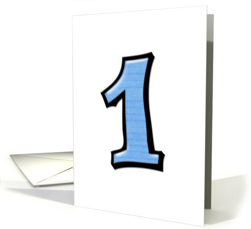 Silly Numbers 1 blue white Birthday card (689565)