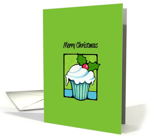 Christmas Holly Cupcake green card (715259)
