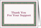 Thank you for your support card