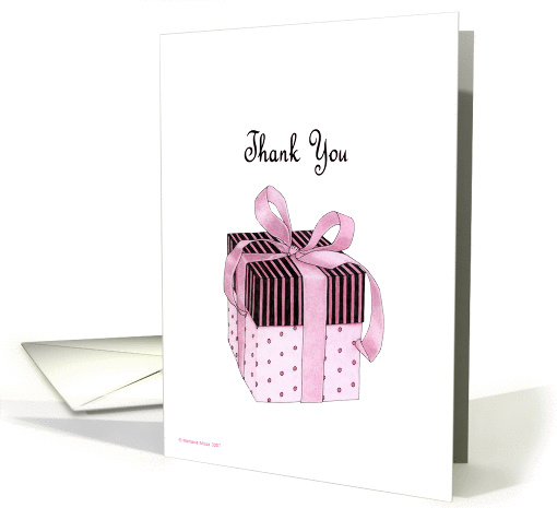 Pink & Black Giftbox Thank You card (79079)