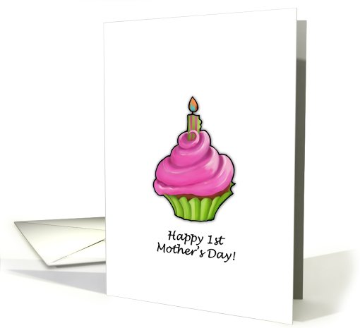 Pink & Green Cupcake 1st Mother's Day card (808205)
