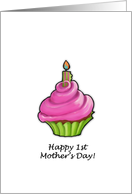 Pink & Green Cupcake 1st Mother’s Day card