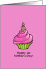 Pink & Green Cupcake pink 1st Mother’s Day card