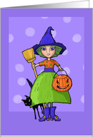 Little Witch purple Halloween card