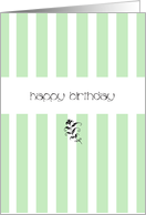 Mint Candy Stripes Birthday card