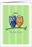 Owl Love green Valentine’s Day Card