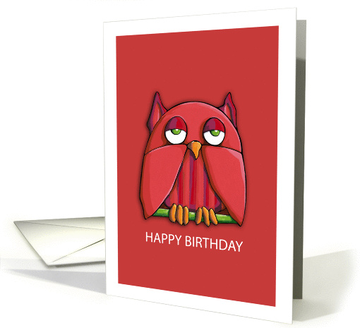 Red Owl red Happy Birthday card (909679)
