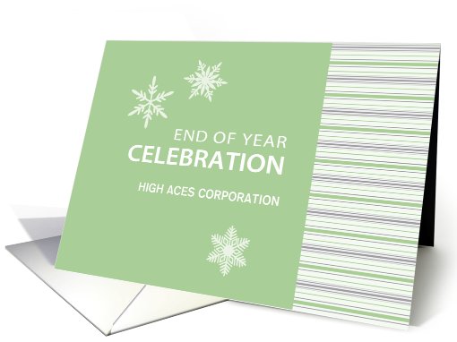 Pistachio Stripe Corporate New Year Party Invitation Customizable card