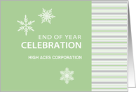 Pistachio Stripe Corporate New Year Party Invitation Customizable card