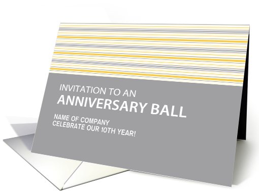 Amber Stripe Corporate Anniversary Ball Invitation Customizable card