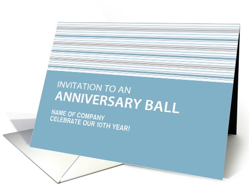 Cornflower Stripe Corporate Anniversary Ball Invitation... (917979)