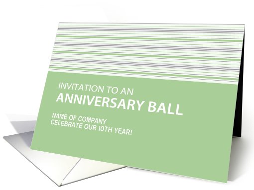 Pistachio Stripe Corporate Anniversary Ball Invitation... (917980)