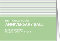 Pistachio Stripe Corporate Anniversary Ball Invitation Customizable card