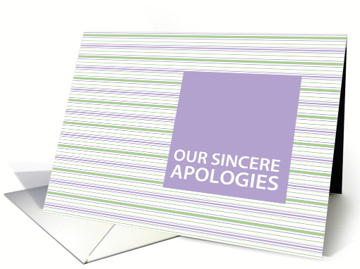 Lilac Stripe Business Customer/Client Apology card (918033)