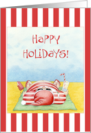Santa in the Sand Stripes card
