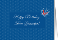 Happy Birthday, Grandfather, Aiyana Batik in Blue with Butterfly card