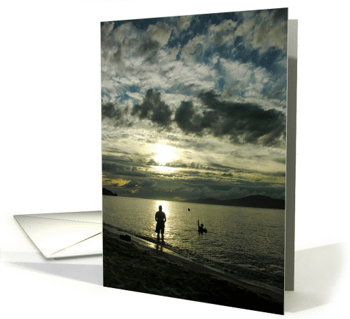 Beach Play at Sunset card (49928)