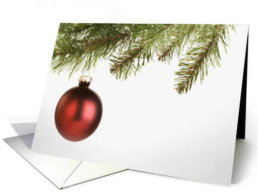 Merry Christmas- Red Ornament On Christmas Tree card (261398)