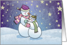 Snowman Hugs Holiday Card