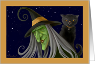 Halloween Witch & Black Cat card