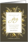 Elegant Gold Foliage Holly Wreath Corporate Holiday Greetings card