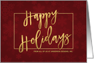Trendy Hand-Lettered Gold Script Corporate Holiday Greetings card