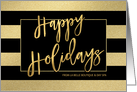 Gold Stripes Hand-Lettered Trendy Business Holiday Greetings card