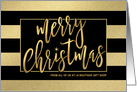 Merry Christmas Gold Stripes Hand-Lettered Holiday Greetings card