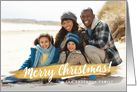 Merry Christmas Gold Paint Brush Stroke Holiday Photo Card