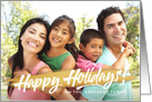 Happy Holidays Gold Paint Brush Stroke Holiday Photo Card