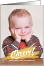 Cheers Gold Paint Brush Stroke Christmas Holiday Photo Card