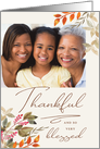 Thankful & Blessed Thanksgiving Fall Holiday Photo Greeting card