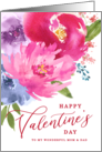 Happy Valentine’s Day Watercolor Bouquet Mom and Dad card