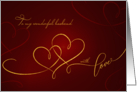 Happy Valentine’s Day Husband Gold Hearts with Love card