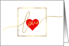 Love Script Modern Happy Valentine’s Day White, Gold and Red card