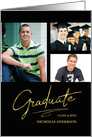 Graduation Announcement Modern Gold Script with Photos for Son card