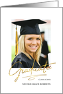 Graduation Announcement Modern Gold Script with Photo Daughter card