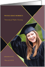 Graduation Announcement Modern Argyle Mauve with Photo card