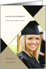 Graduation Announcement Ivory and Sage Argyle with Photo card