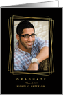 Graduation Announcement for Son Gold Geometric Photo Frame Black card