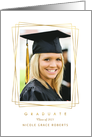 Graduation Announcement for Daughter Gold Geometric Photo Frame White card