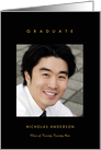 Graduation Announcement Gold and Black Minimalist Photo for Son card