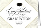 Graduation Congratulations Nephew Elegant Art Deco Gold on White card