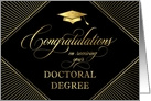Doctoral Degree Graduation Congratulations Elegant Art Deco Black card