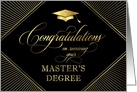 Master’s Degree Graduation Congratulations Elegant Art Deco Black card