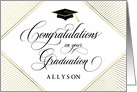 Custom Name Graduation Congratulations Elegant Art Deco White card