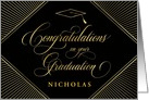 Custom Name Graduation Congratulations Elegant Art Deco Black card