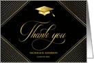 Custom Name Graduation Thank You Elegant Art Deco Black card