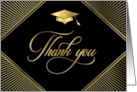 Graduation Thank You Elegant Art Deco Black and Gold card