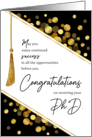 PhD Graduation Congratulations Faux Tassel with Gold Confetti Dots card